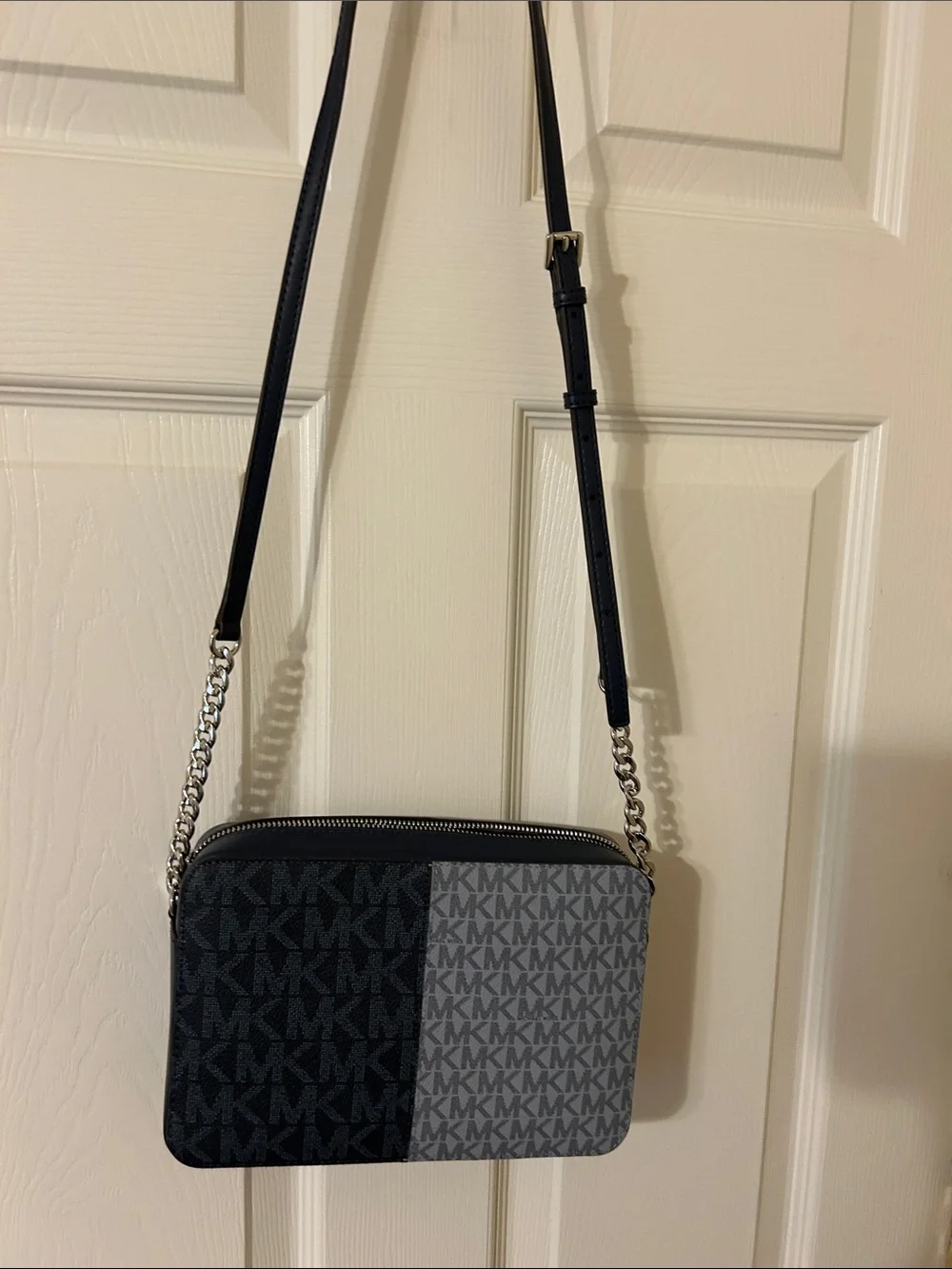Michael Kors Two-Tone navy and light blue Signature Camera Crossbody